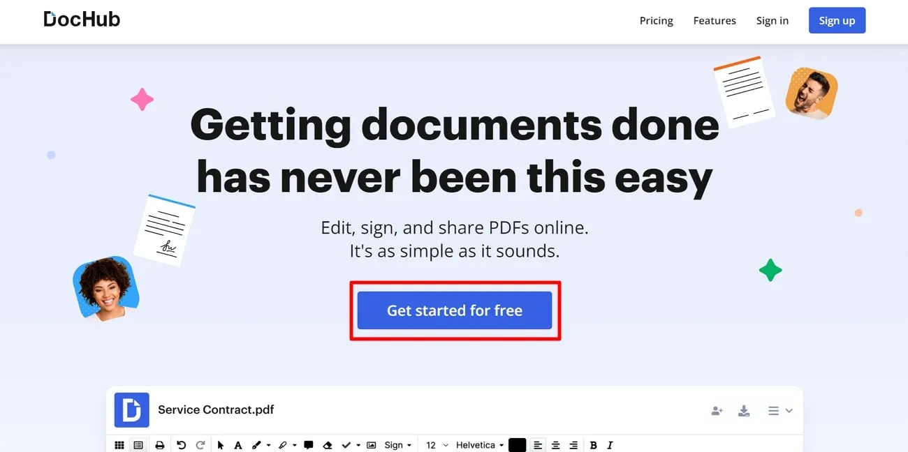 duplicate pdf page online tap get started for free button