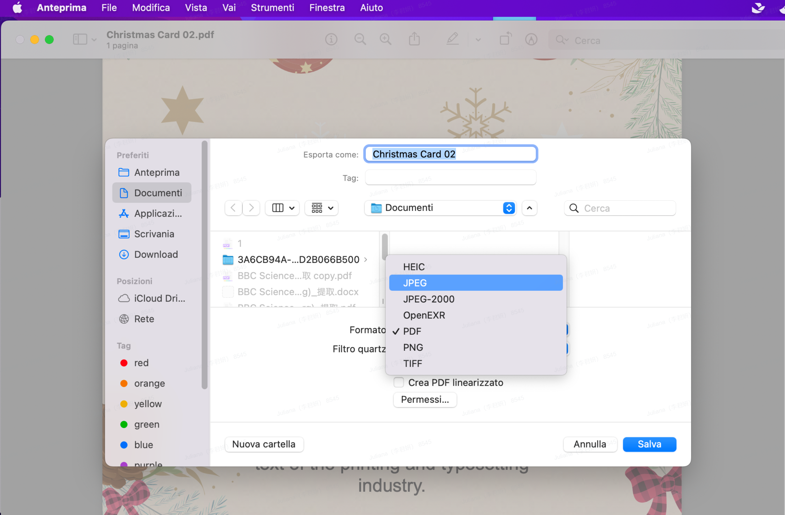 Convertire PDF in PNG su Mac con Anteprima