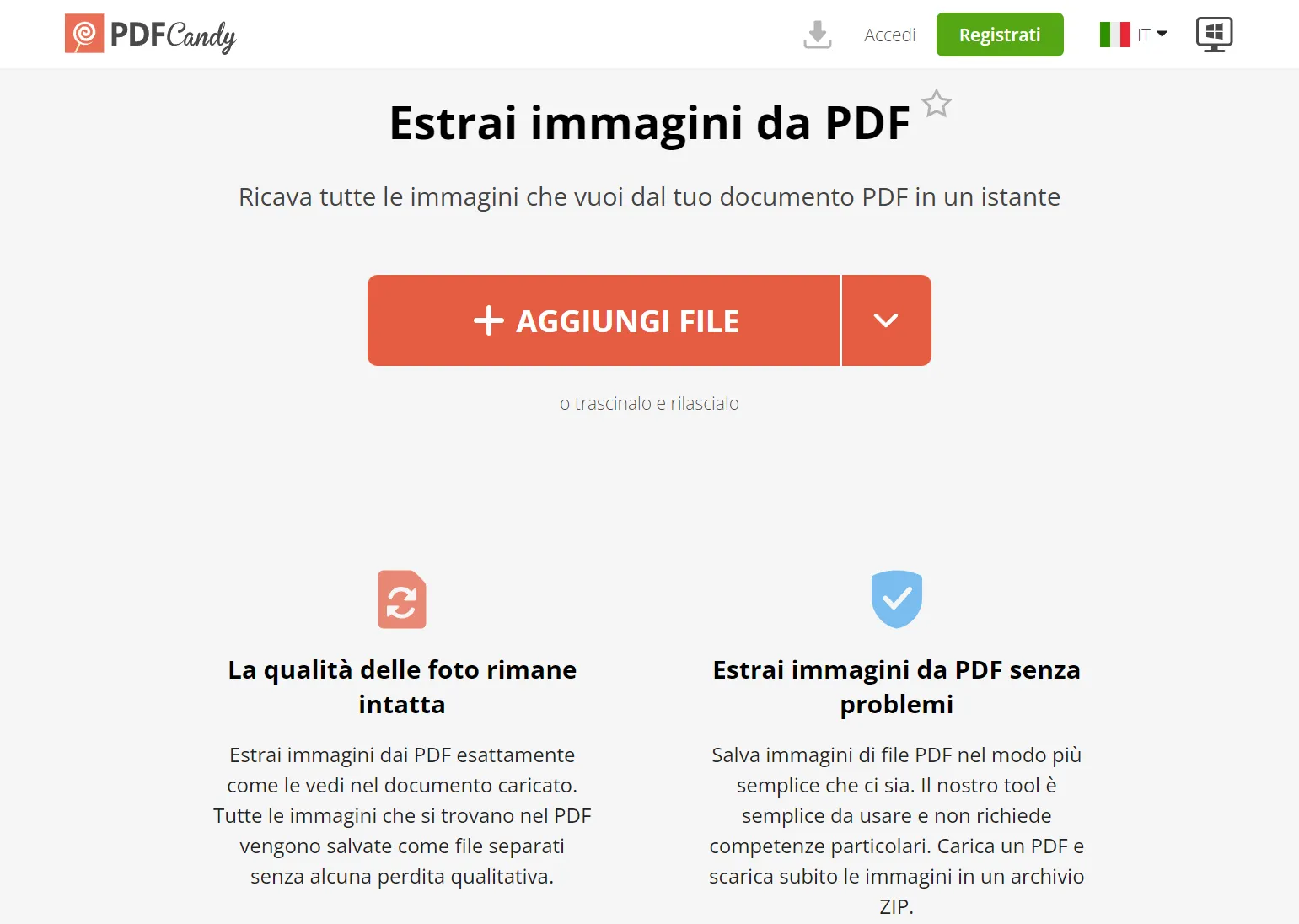 Estrarre immagini da PDF online
