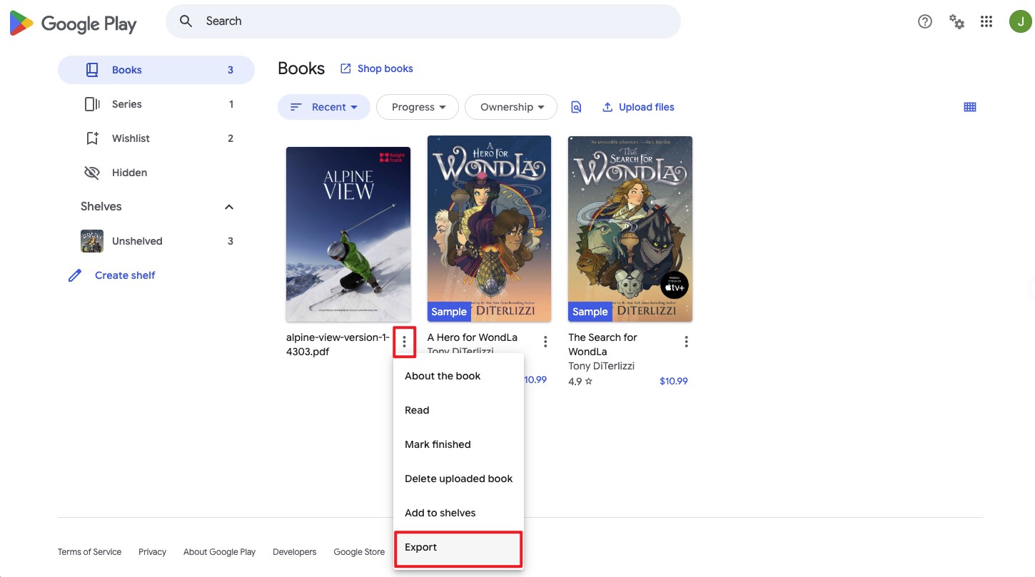 export book from google play
