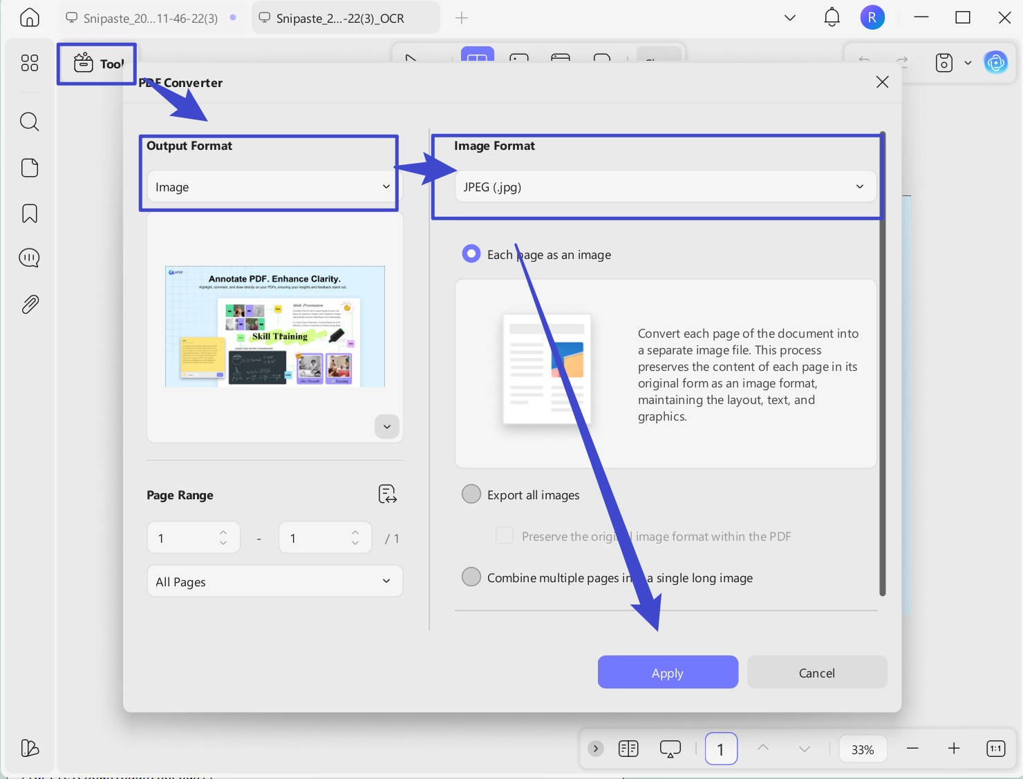 Edit the image after exporting with updf on windows