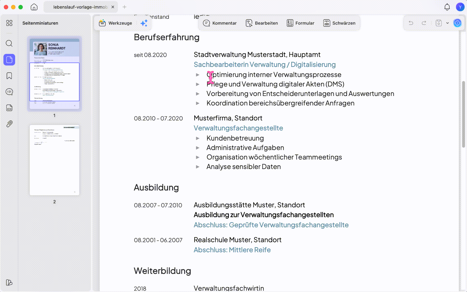 PDF von Deutsch ins Englische übersetzen
