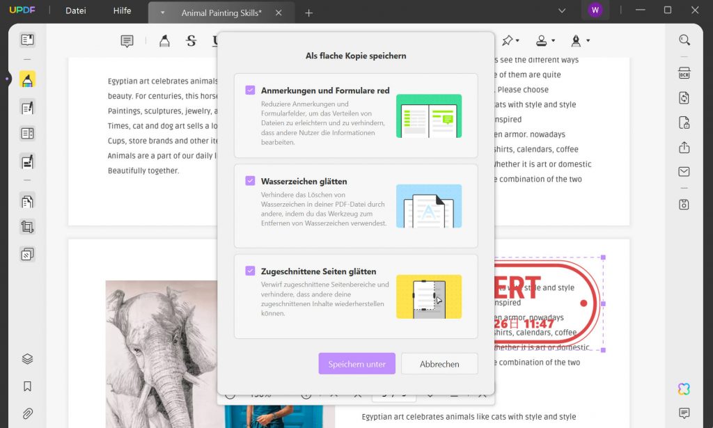 PDF glätten Einstellungen