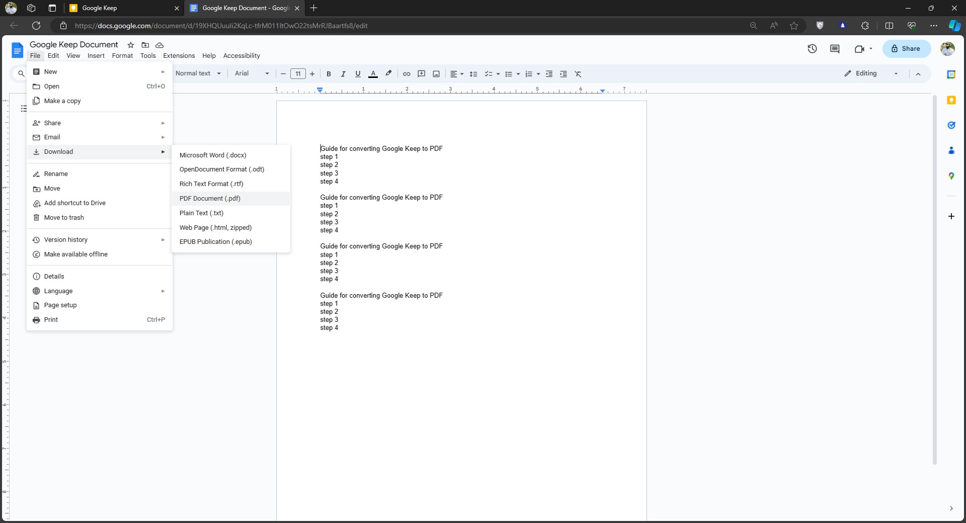 google keep to pdf herunterladen