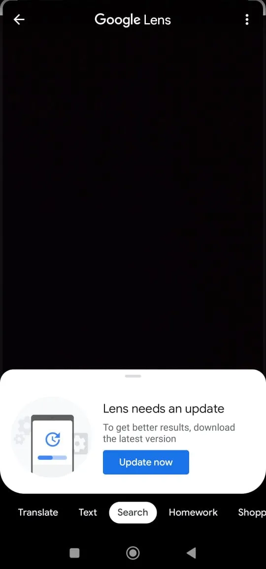 google lens not working update