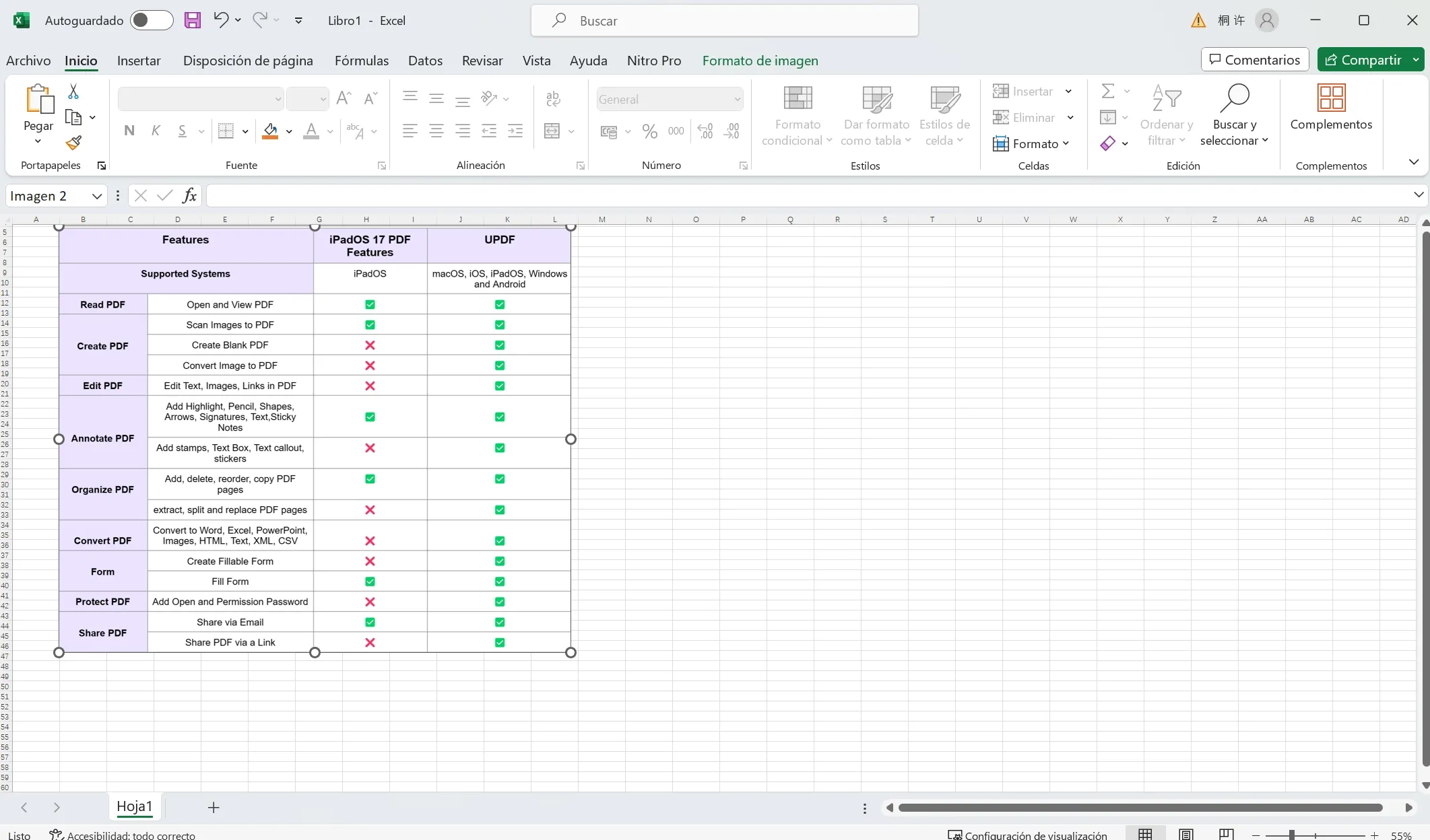 open pdf in excel paste screenshot