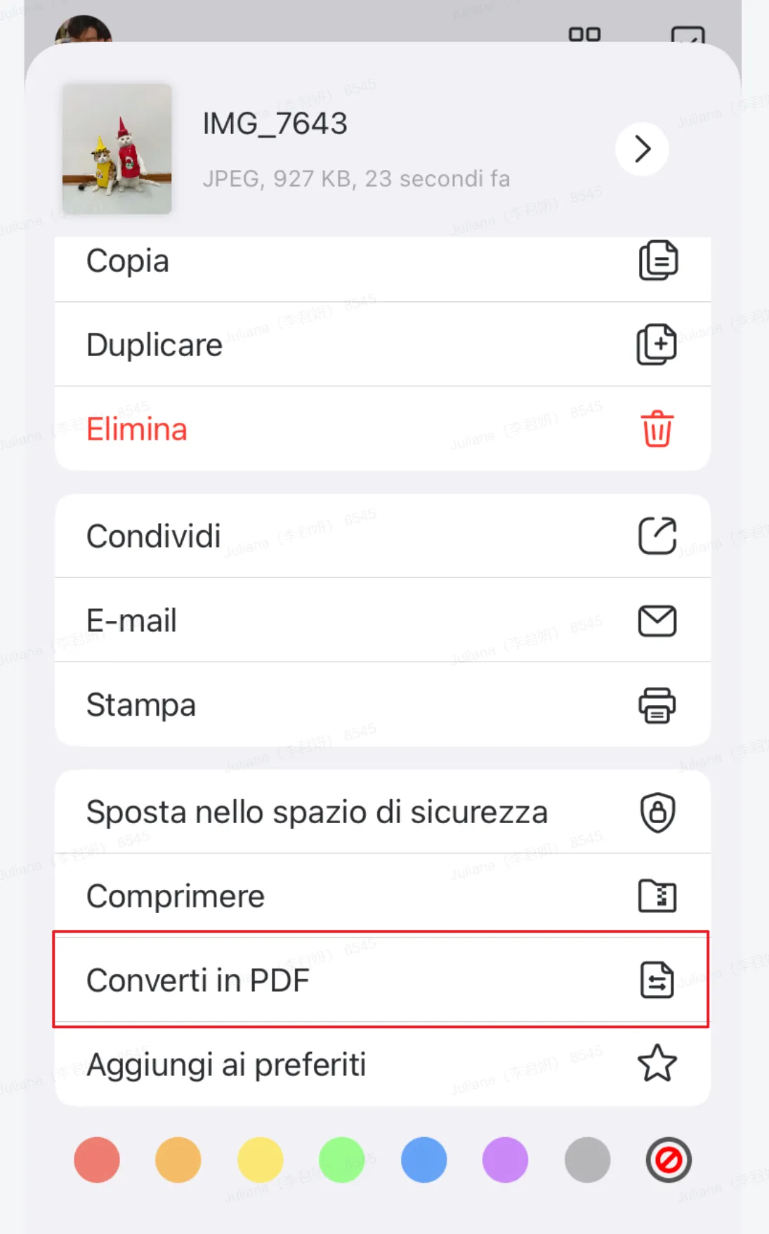 Convertire più file di foto in PDF su iPhone e iPad