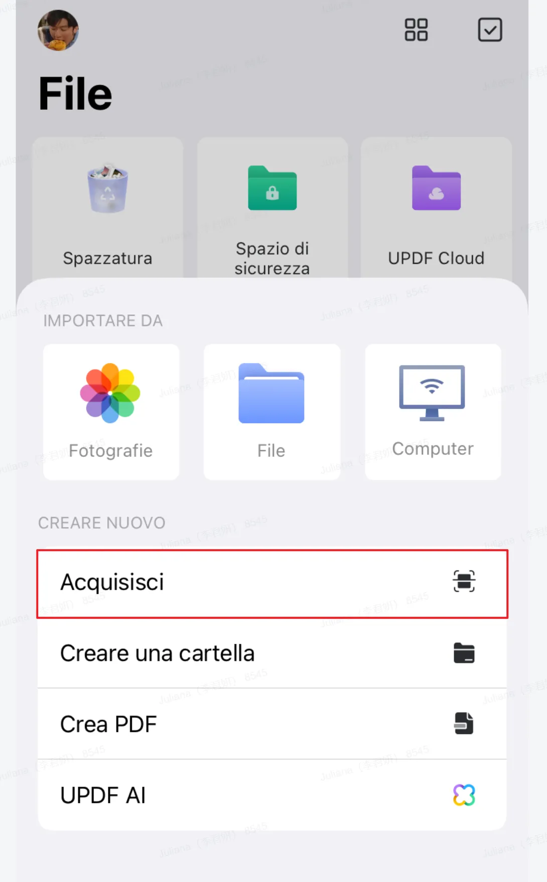Creare PDF da immagini su iPhone con scansione UPDF