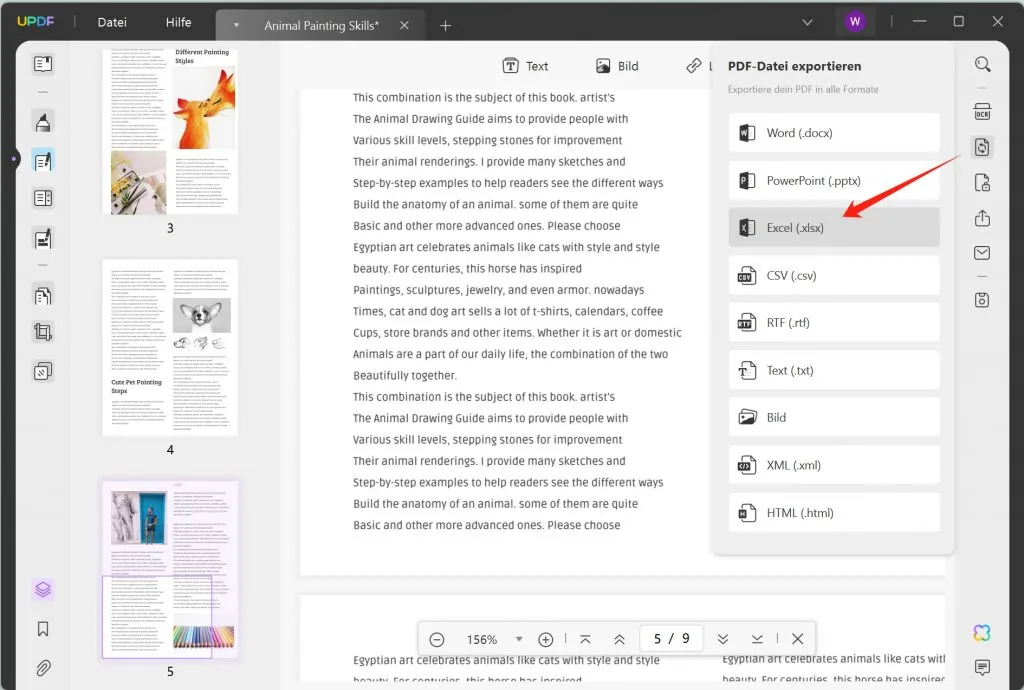 PDF in Excel exportieren