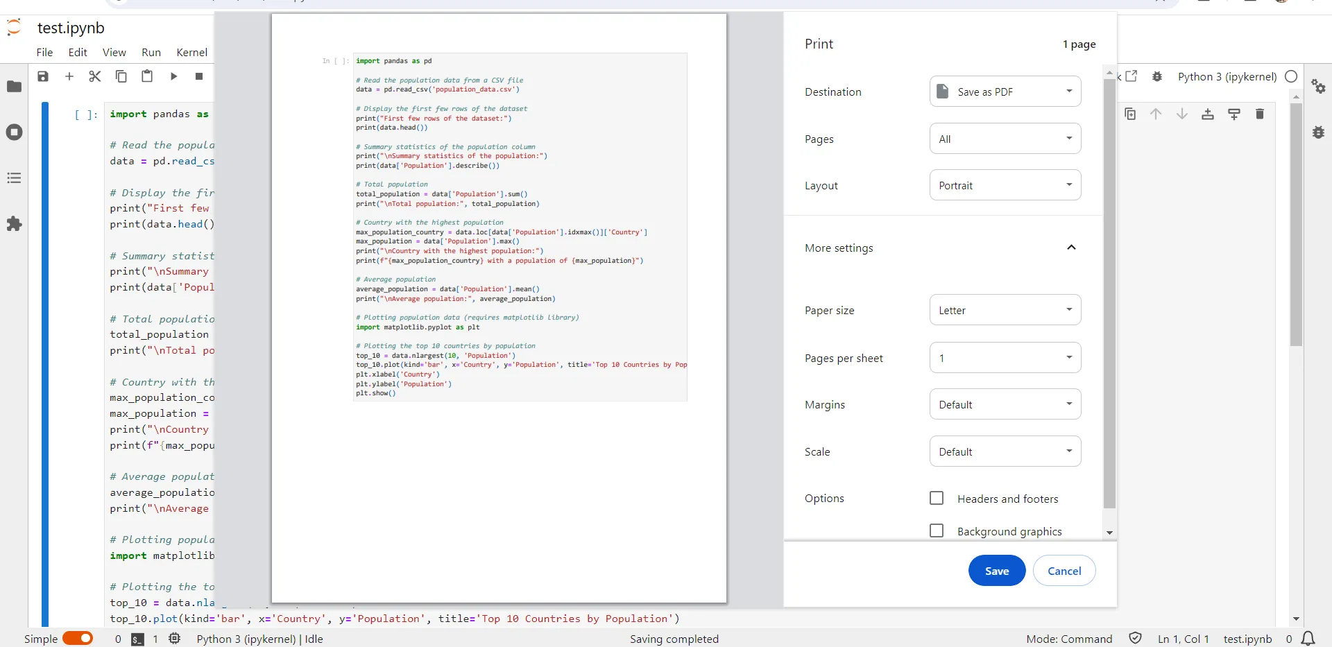 jupyter notebook to pdf save print as pdf