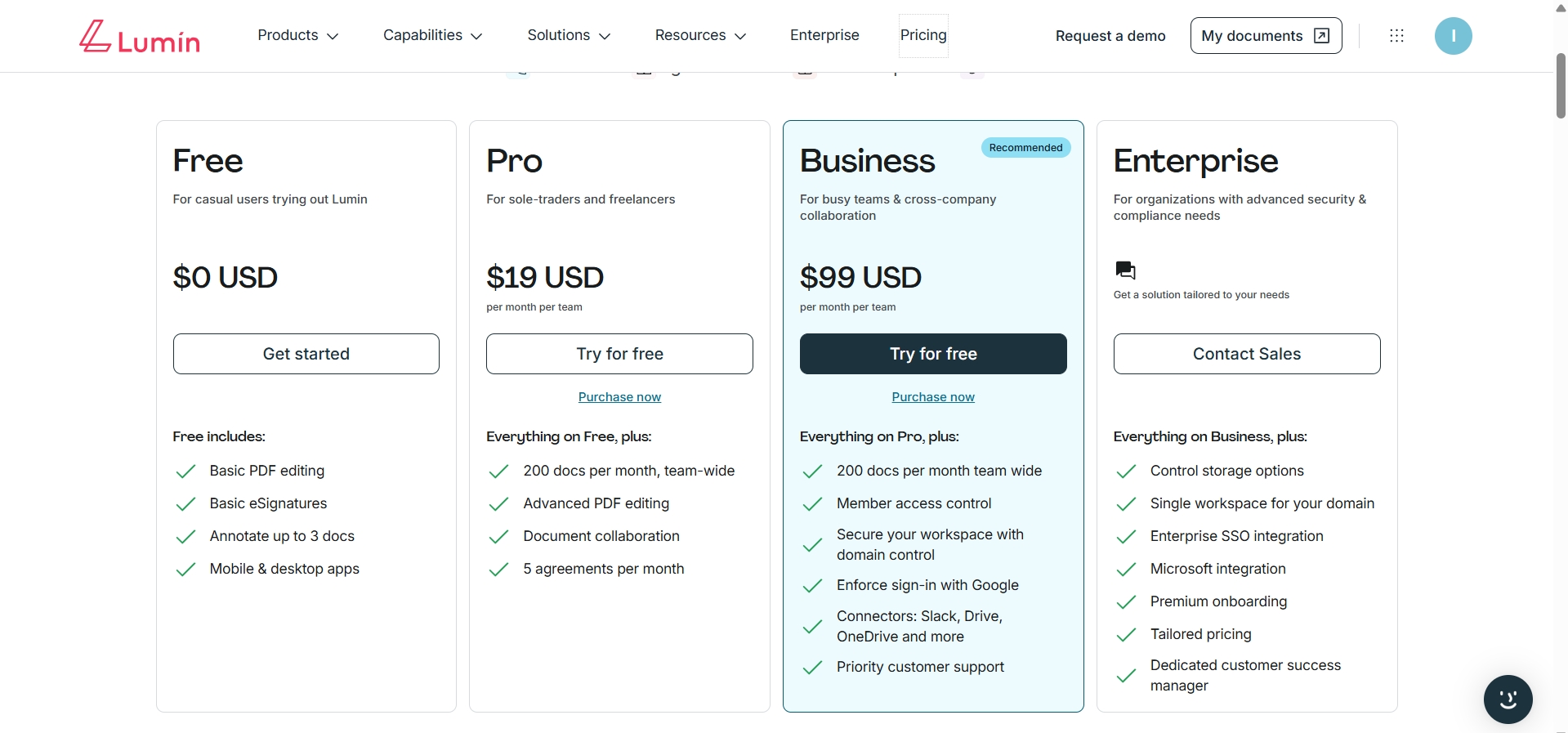 lumin pdf pricing