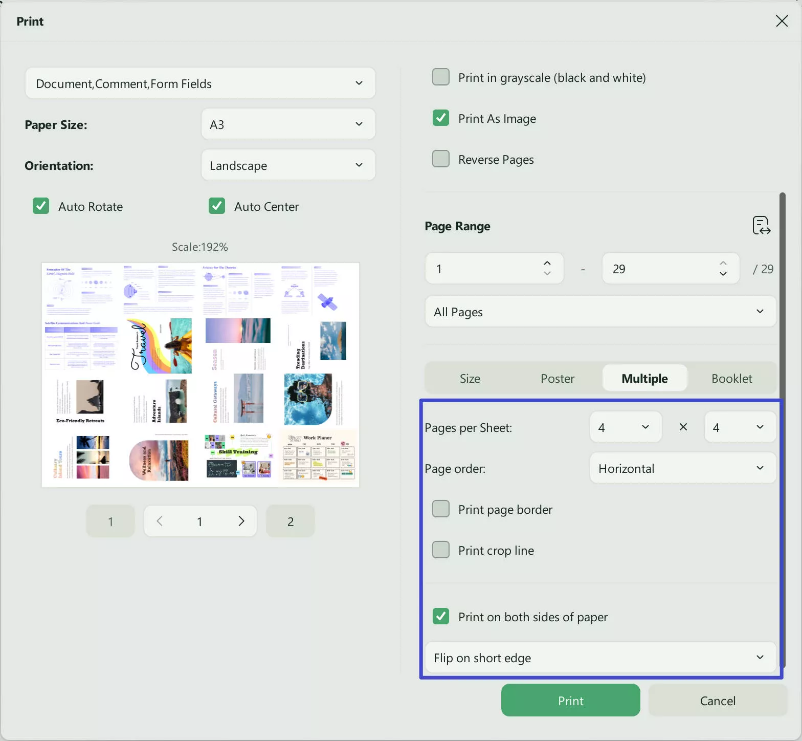 merge pdf pages to one page page per sheet
