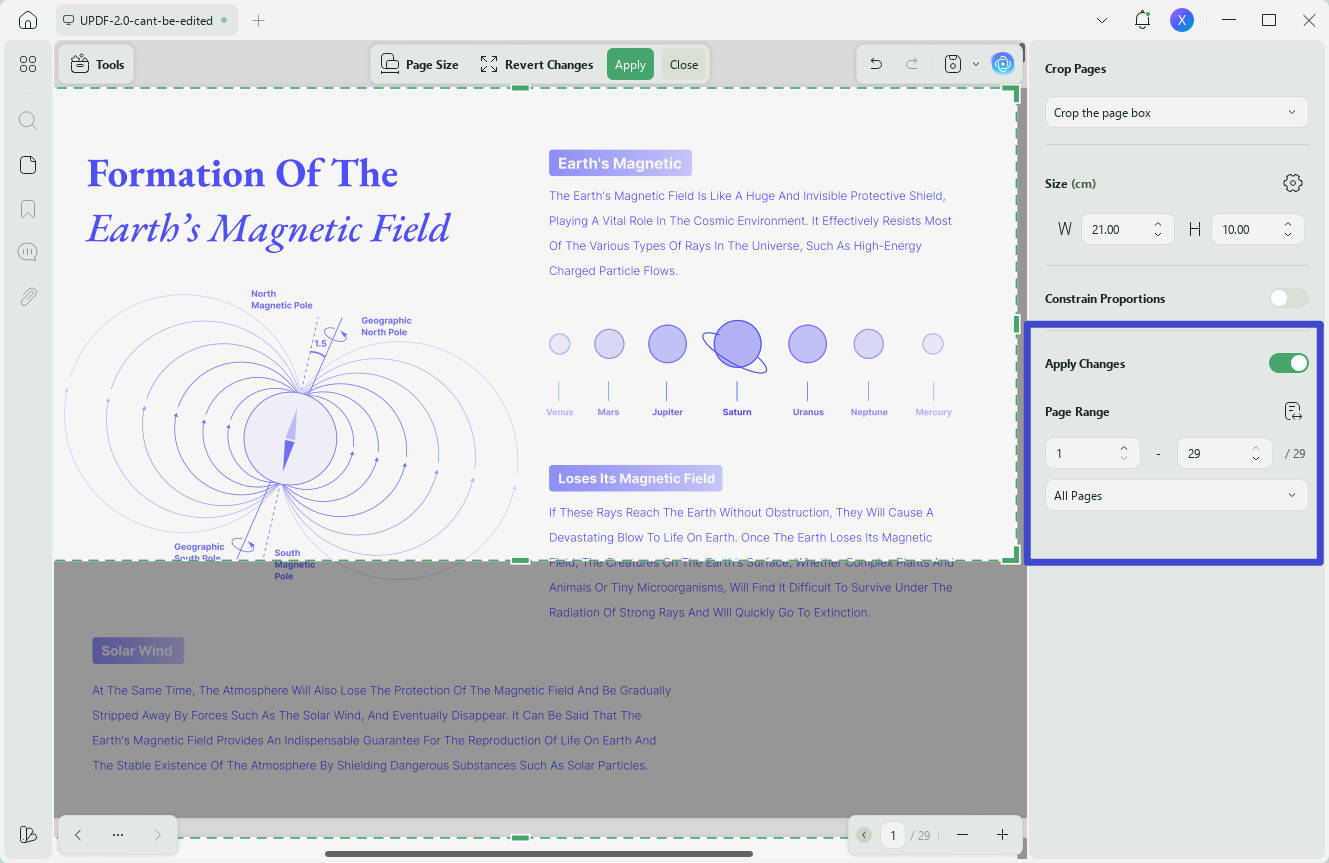 PDF cleaner apply changes