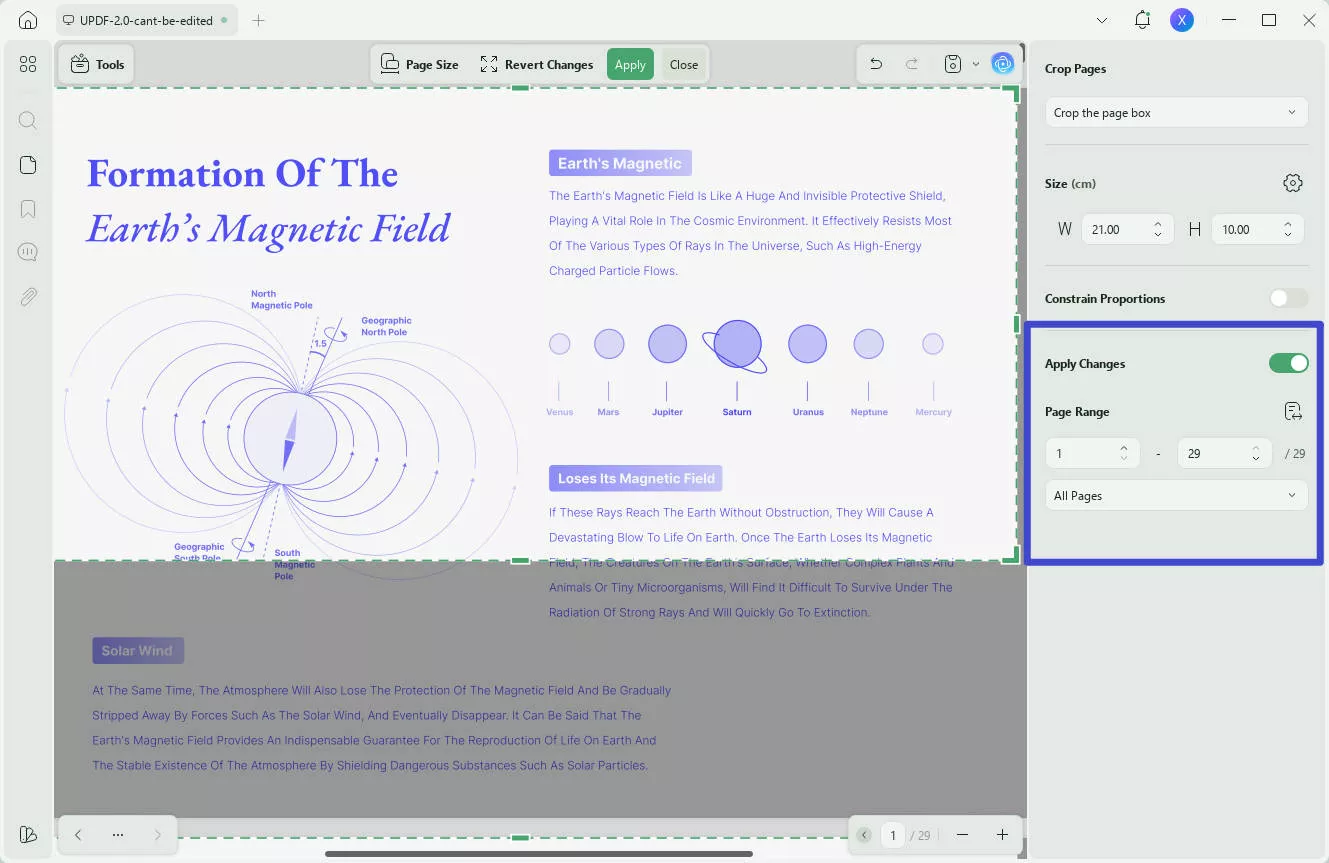 PDF cleaner apply changes
