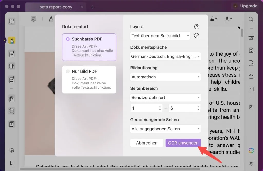 UPDF OCR anwenden mac