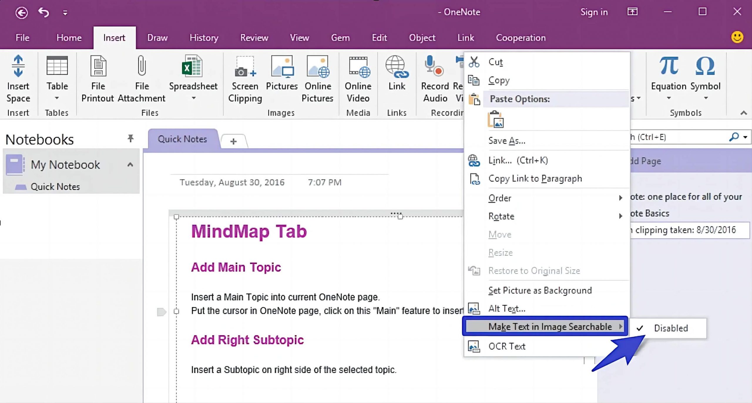 ocr ai onenote