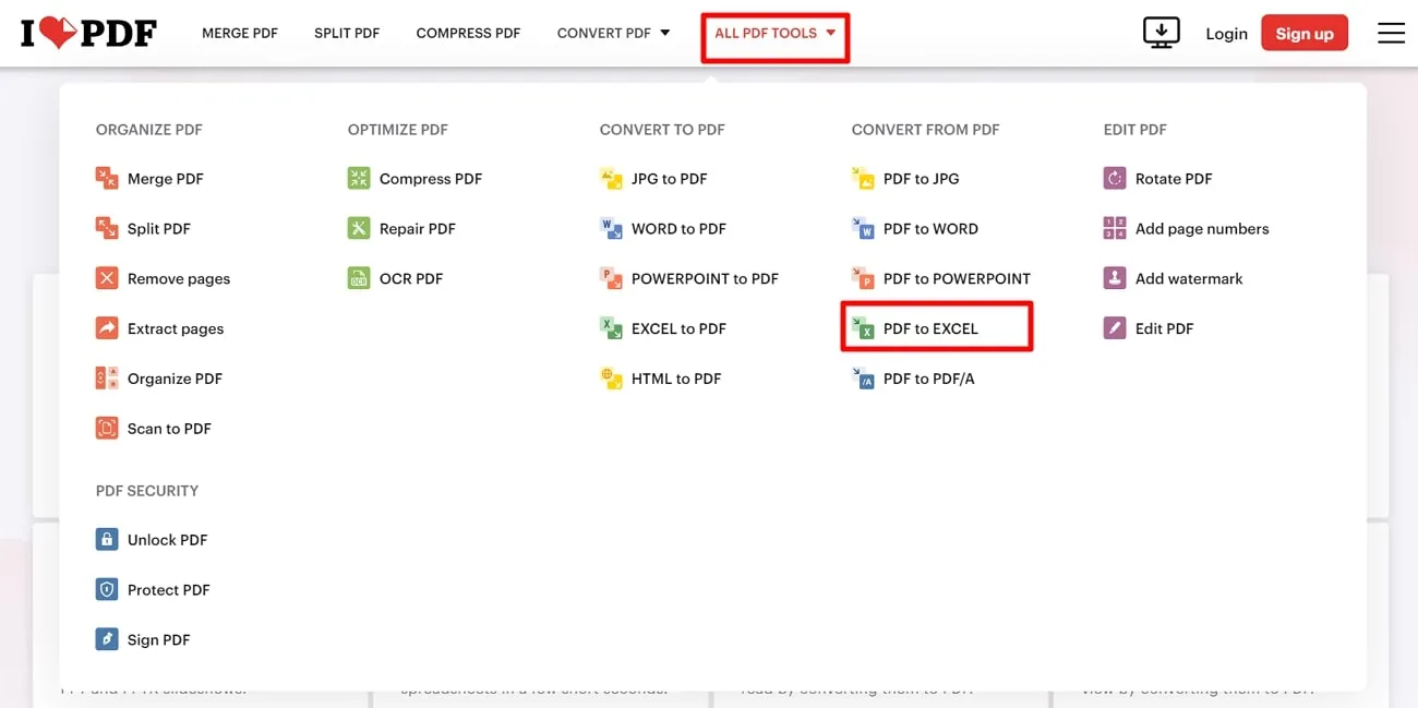 online ocr pdf to excel choose pdf to excel tool