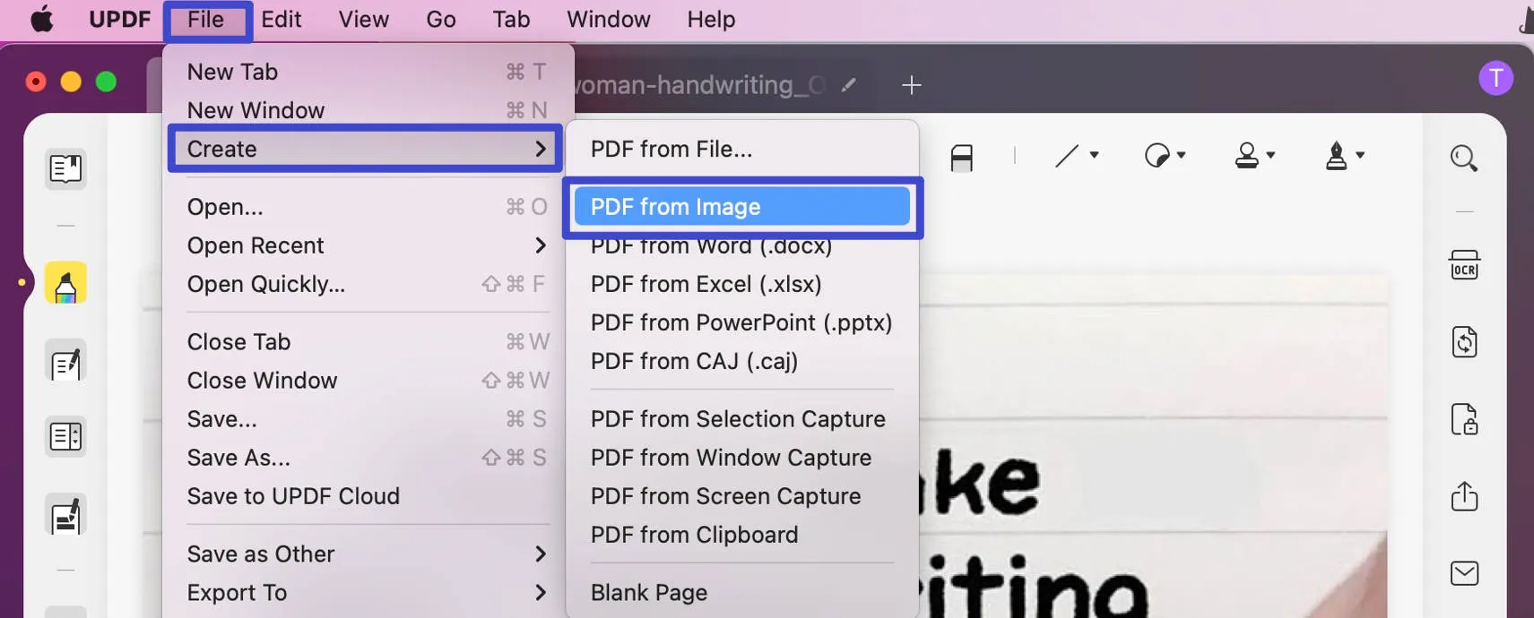 how to convert photo to pdf on mac with create feature