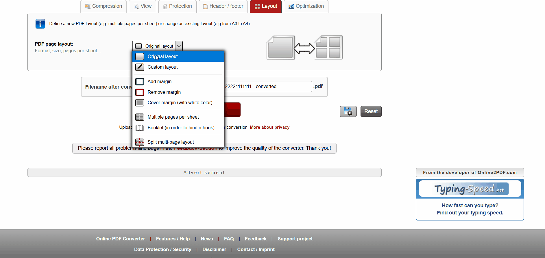 edit margins online2pdf web tool
