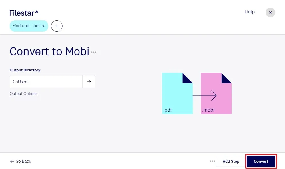 Convertire un file da PDF a MOBI con Filestar