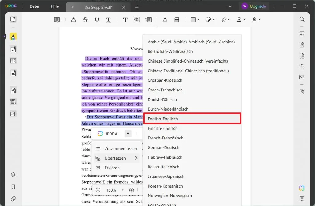 UPDF AI übersetzenden