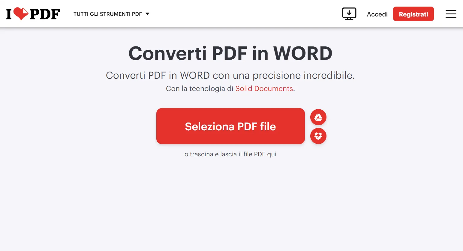 Convertire un PDF in Google Docs online