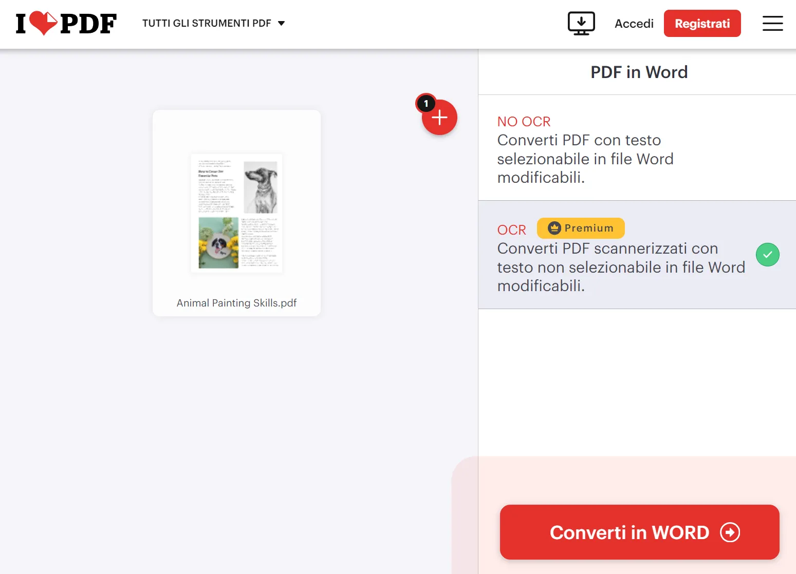 Trasforma PDF a Word con iLovePDF con OCR