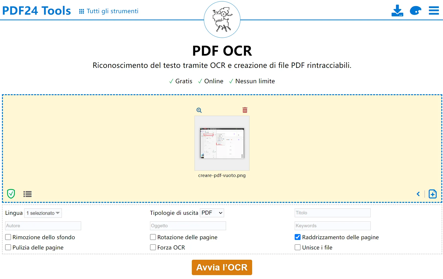 OCR di PDF24 online