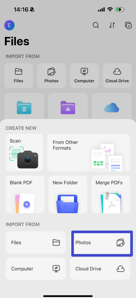 Tap “Photos”