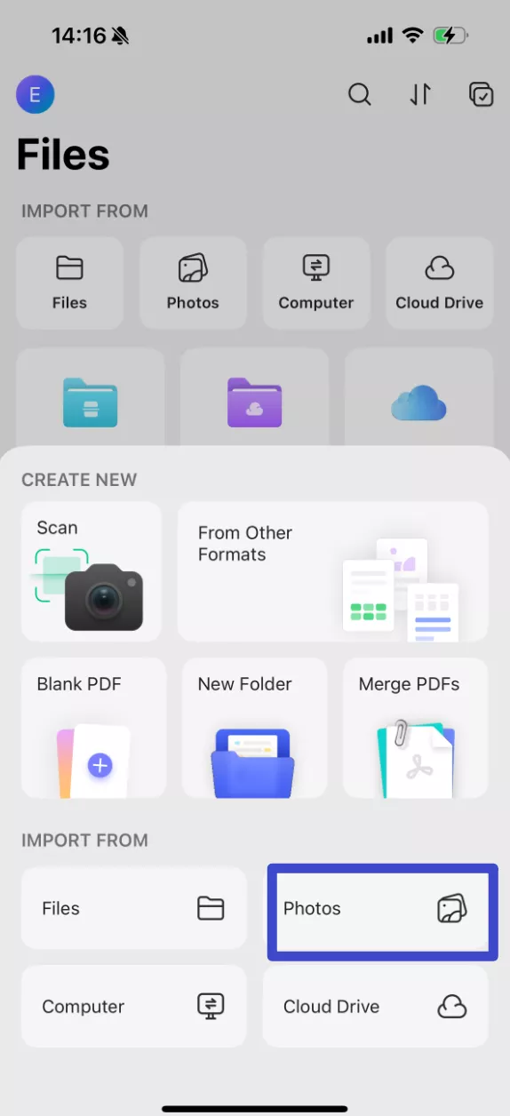 Tap “Photos”