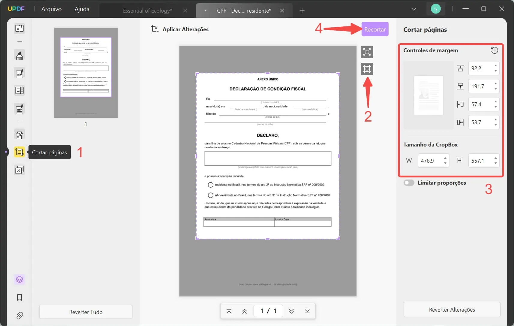 aumentar o tamanho do pdf