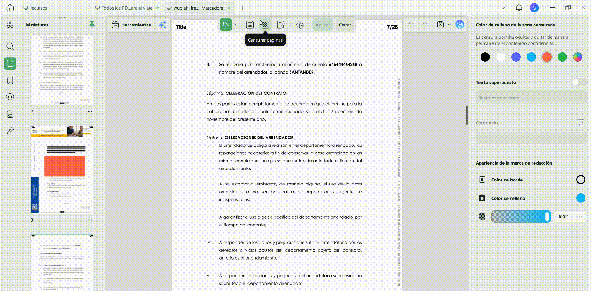 Censurar páginas completas en UPDF