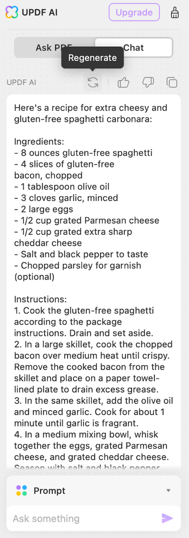 ai recipe generator regenerate