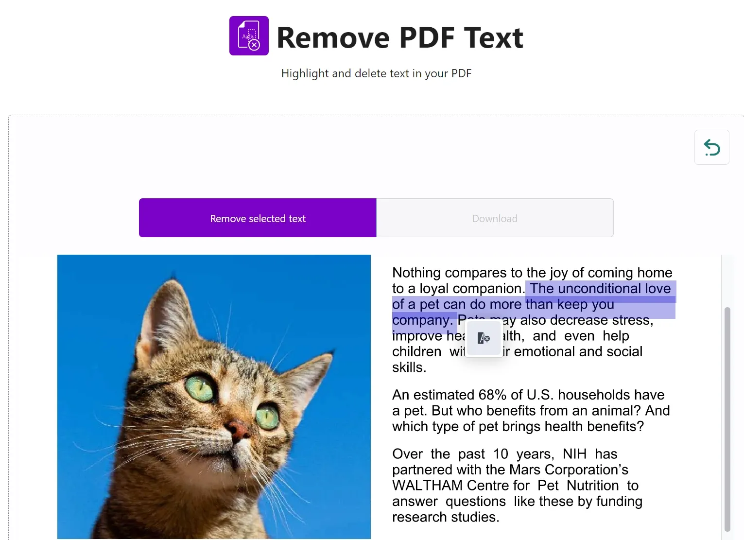 remove text from PDF online free avepdf