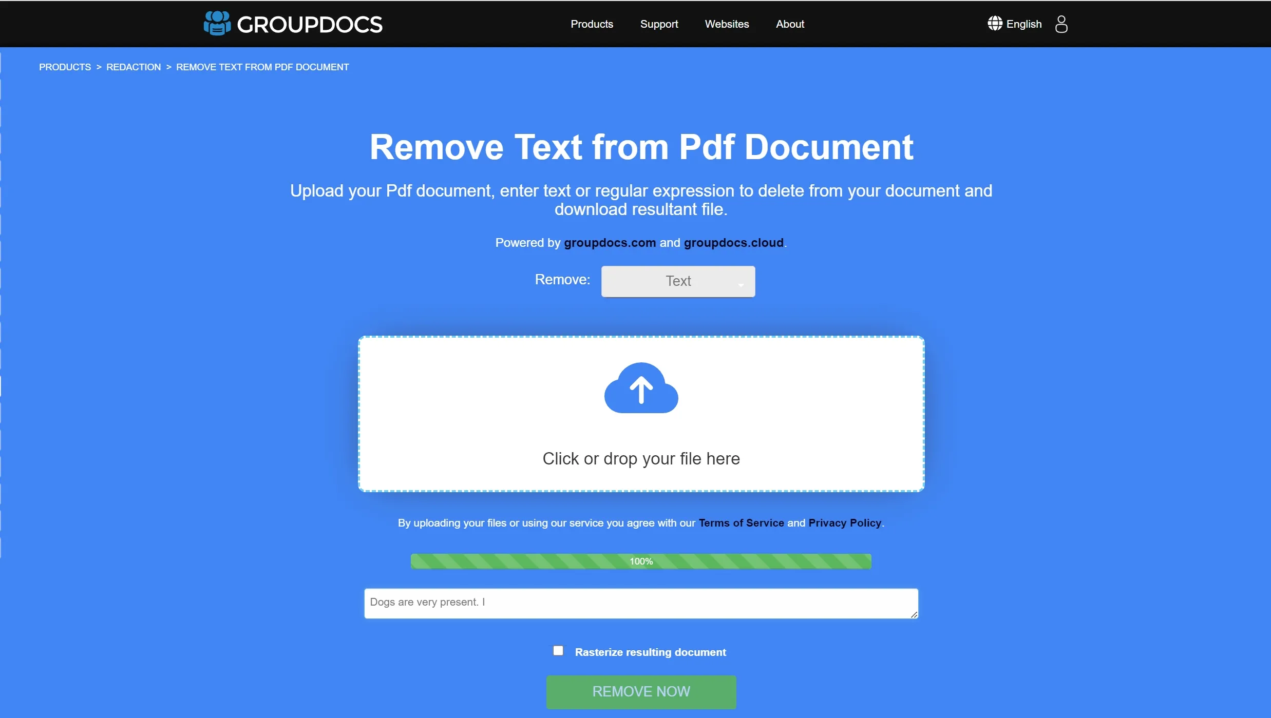 remove text from PDF online free groupdocs