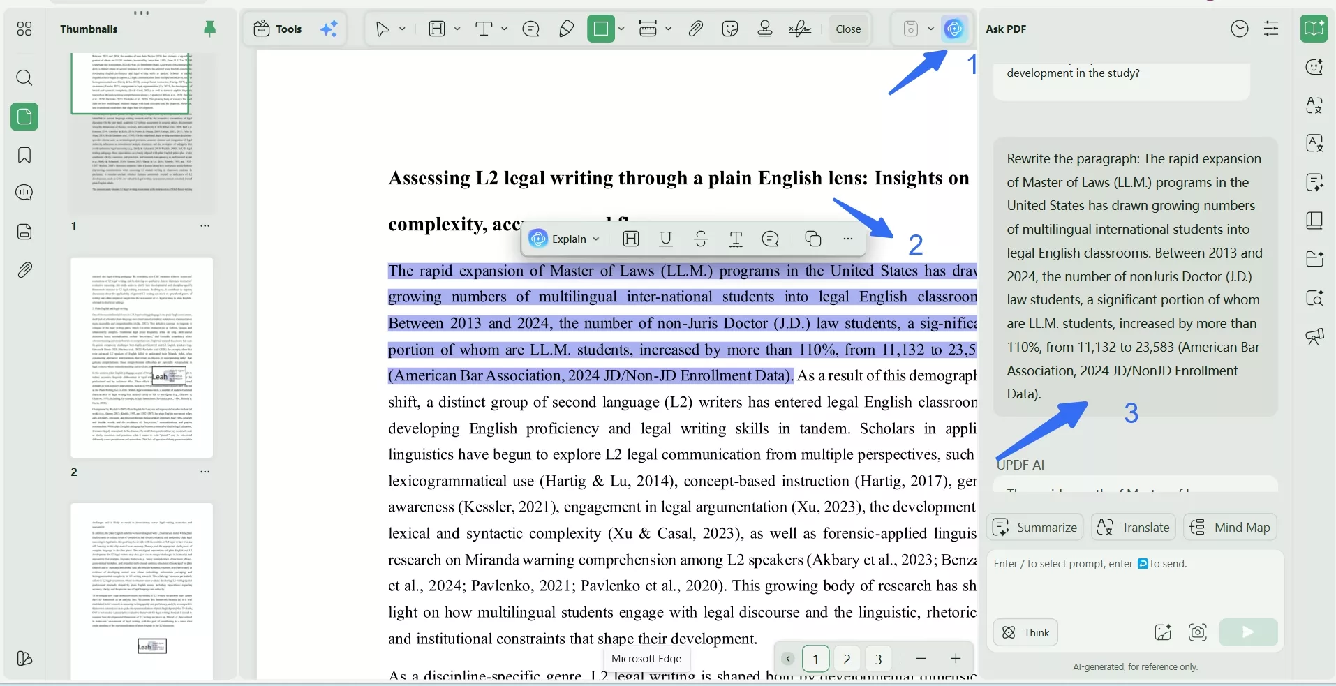 rewrite pdf with updf ai
