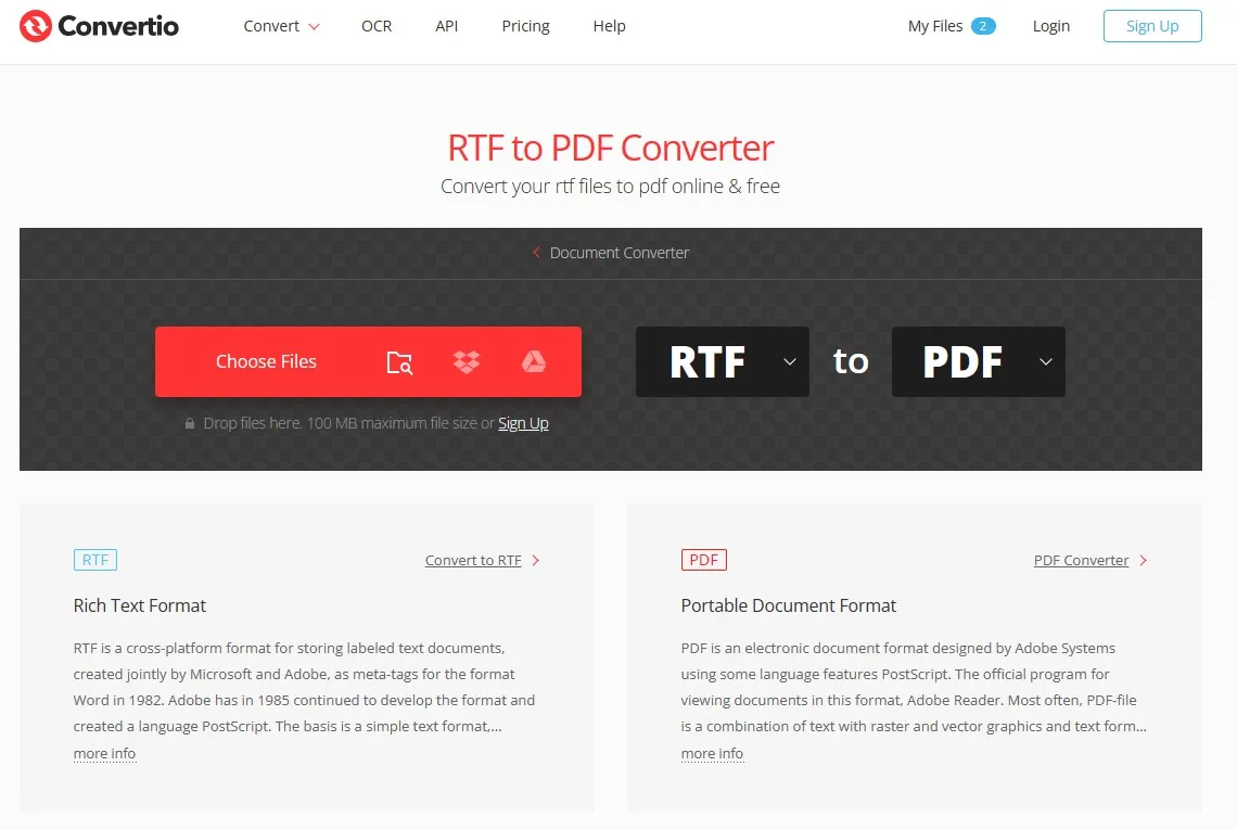 rich text format to pdf converter online Convertio