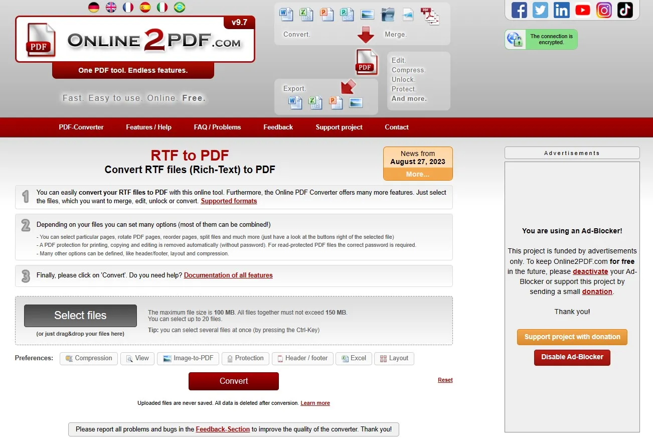 rich text format to pdf converter online Online2PDF