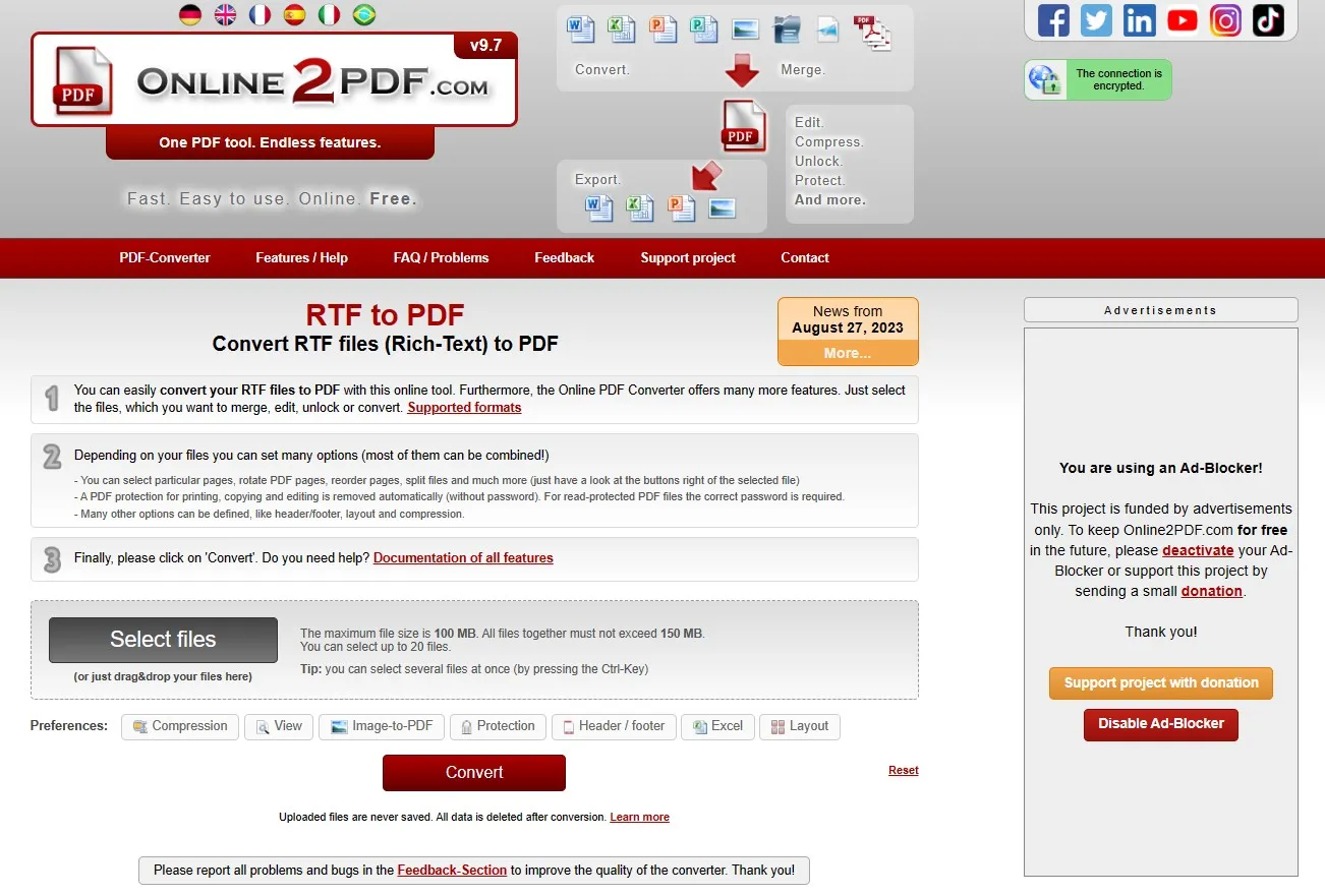 convert rtf to pdf Online2PDF