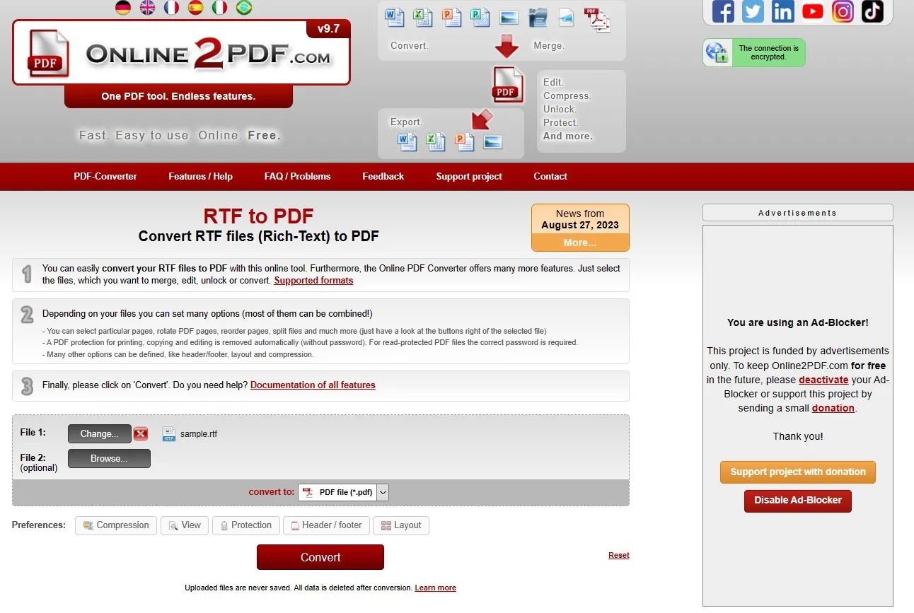 rich text format to pdf converter online Online2PDF