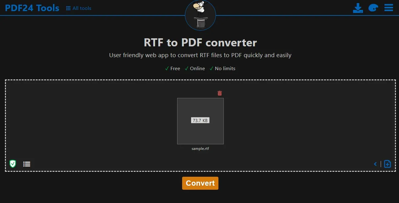 rich text format to pdf converter online PDF24 