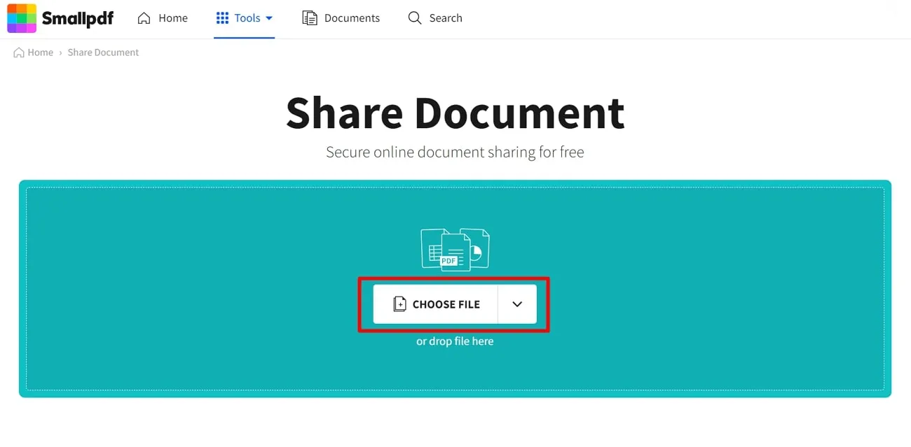 share pdf online tap choose file button