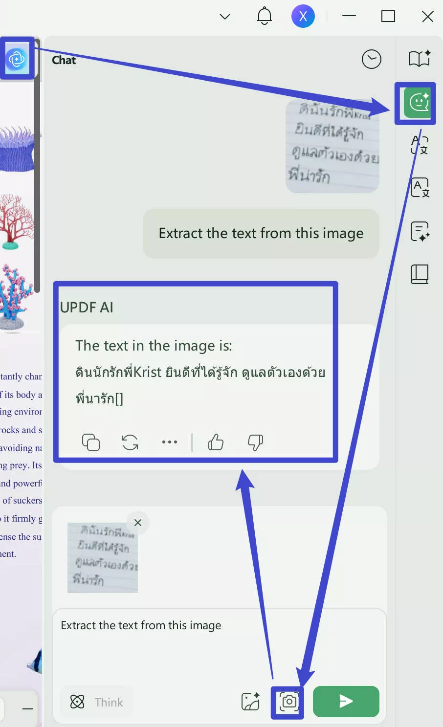 Extract Thai content with UPDF