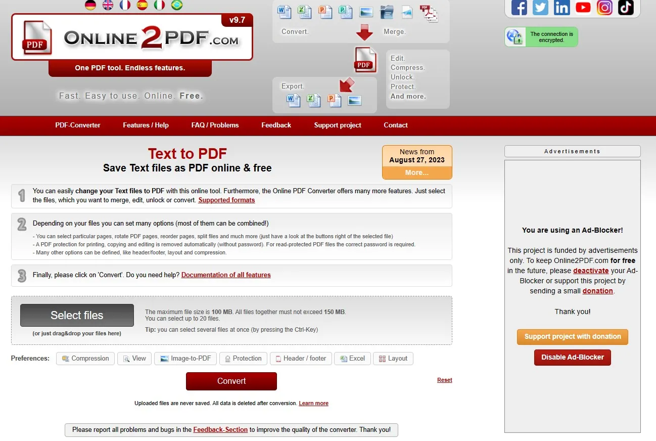 txt file to pdf converter online online2pdf
