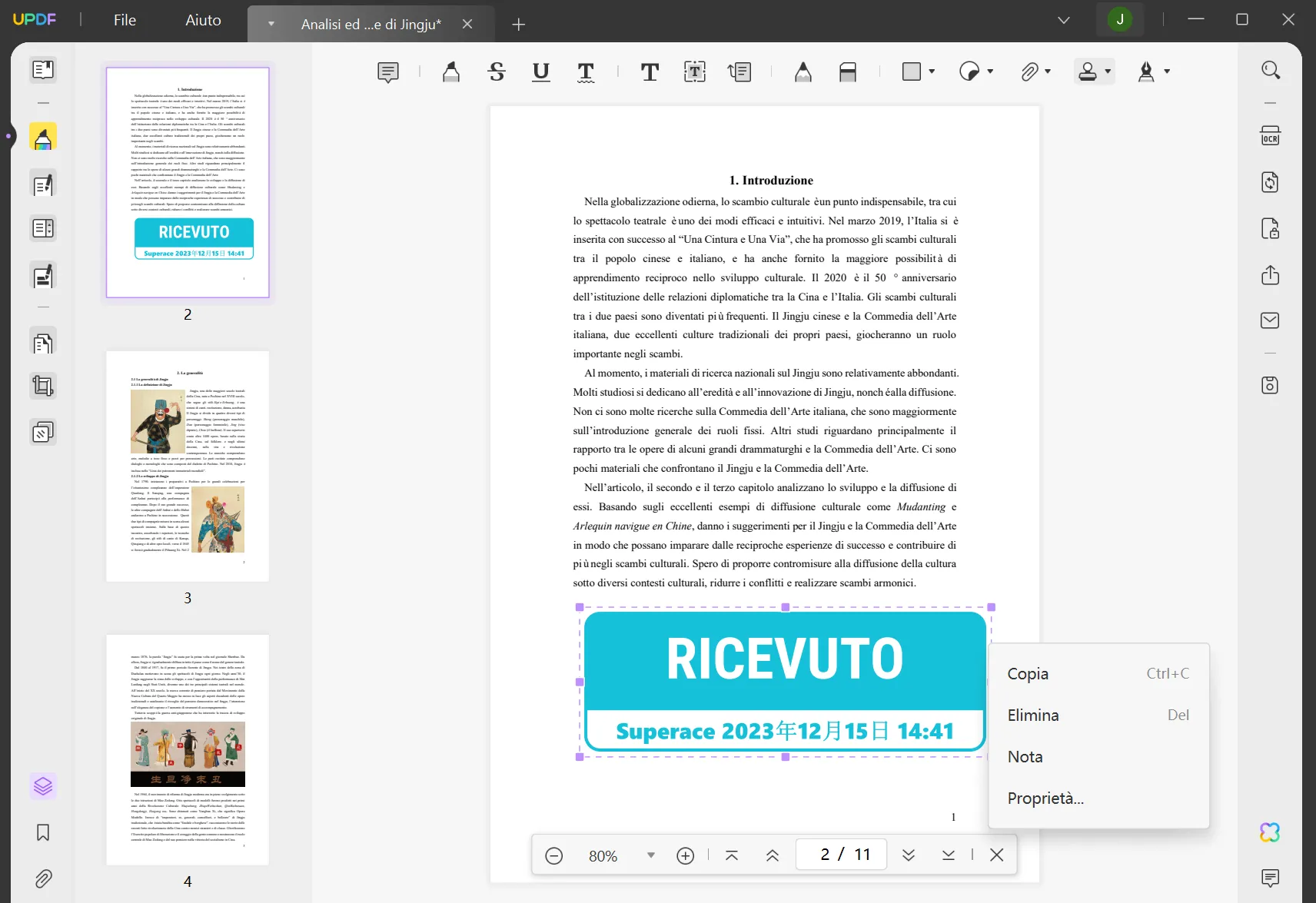 rimuovi il timbro da PDF