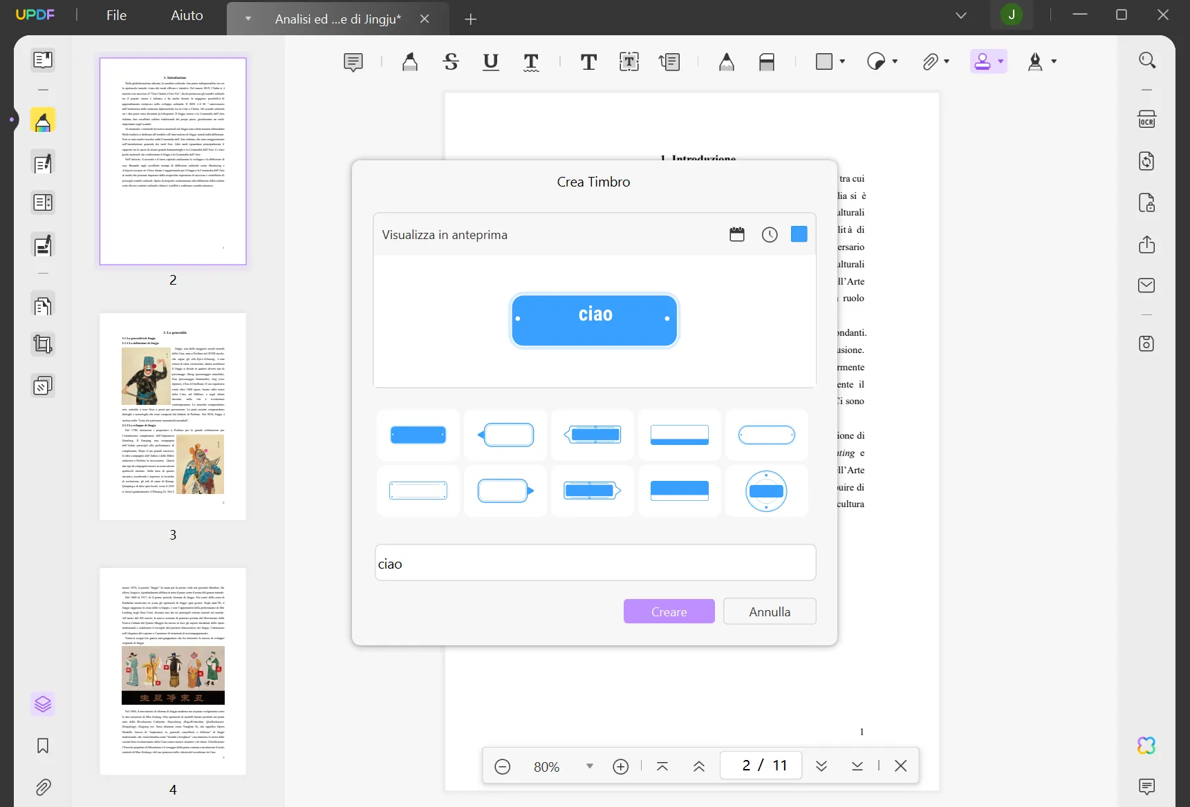 Importazione di timbri in PDF