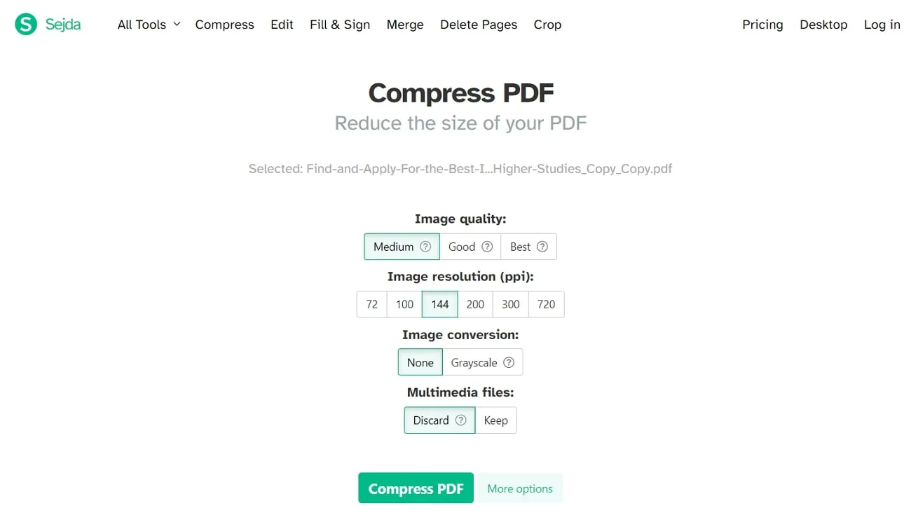 線上pdf壓縮器sejda pdf壓縮器工具