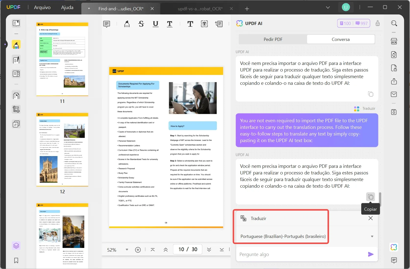 Traduzir ficheiro PDF utilizando UPDF AI