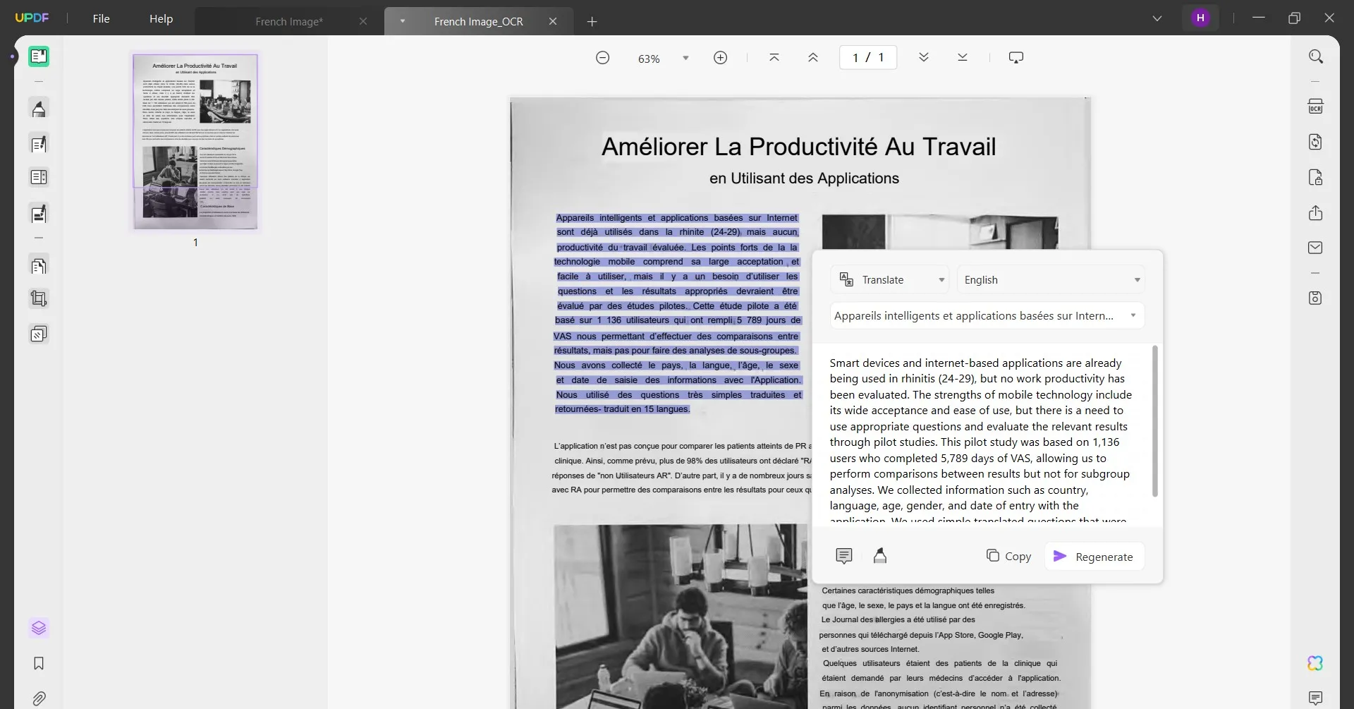 translate french to english image UPDF