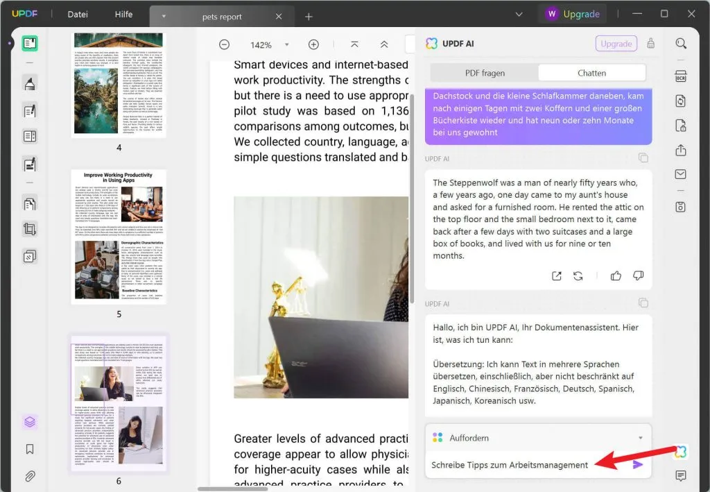 UPDF AI Chat Funktion